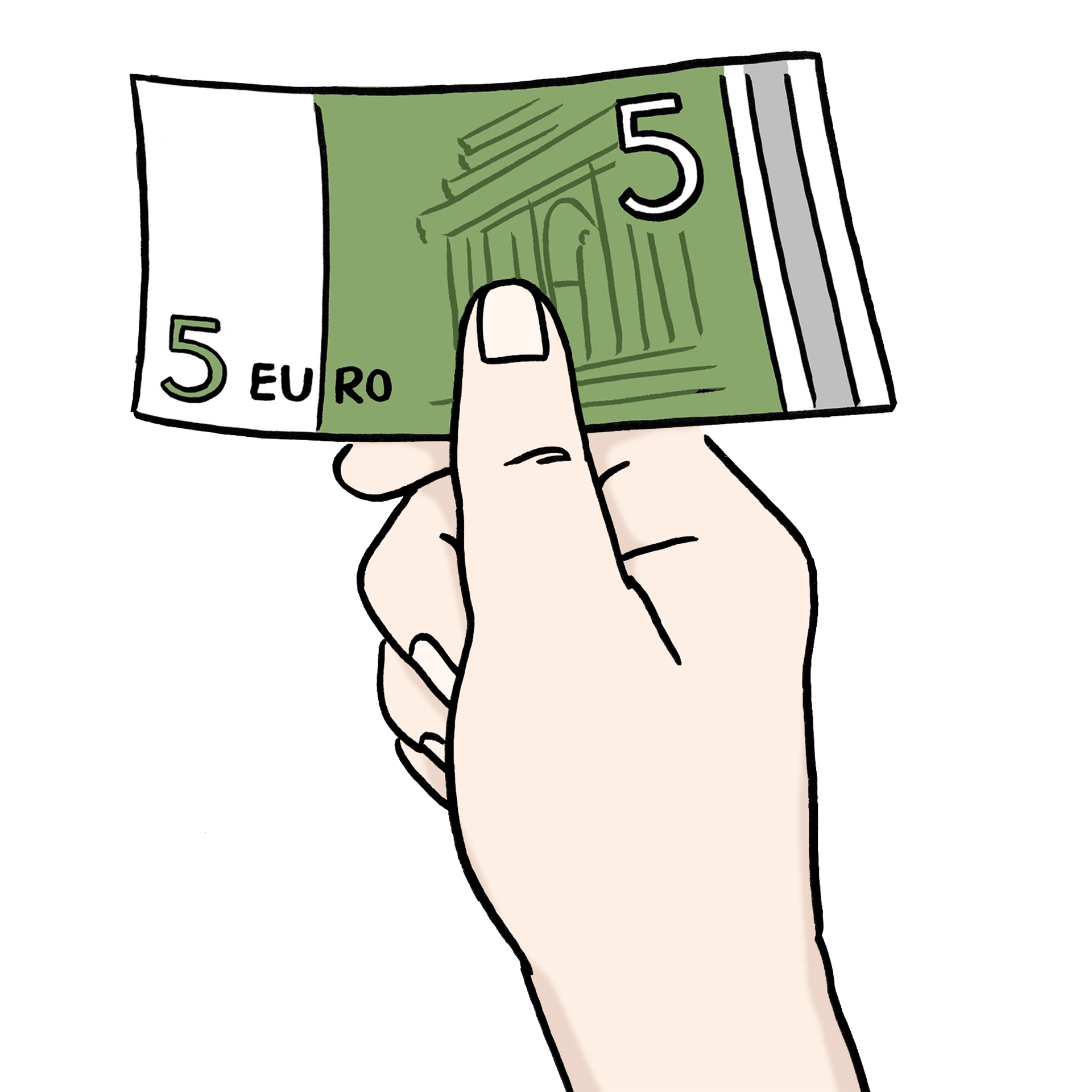 Bild zeigt eine Hand mit einem Geld-Schein