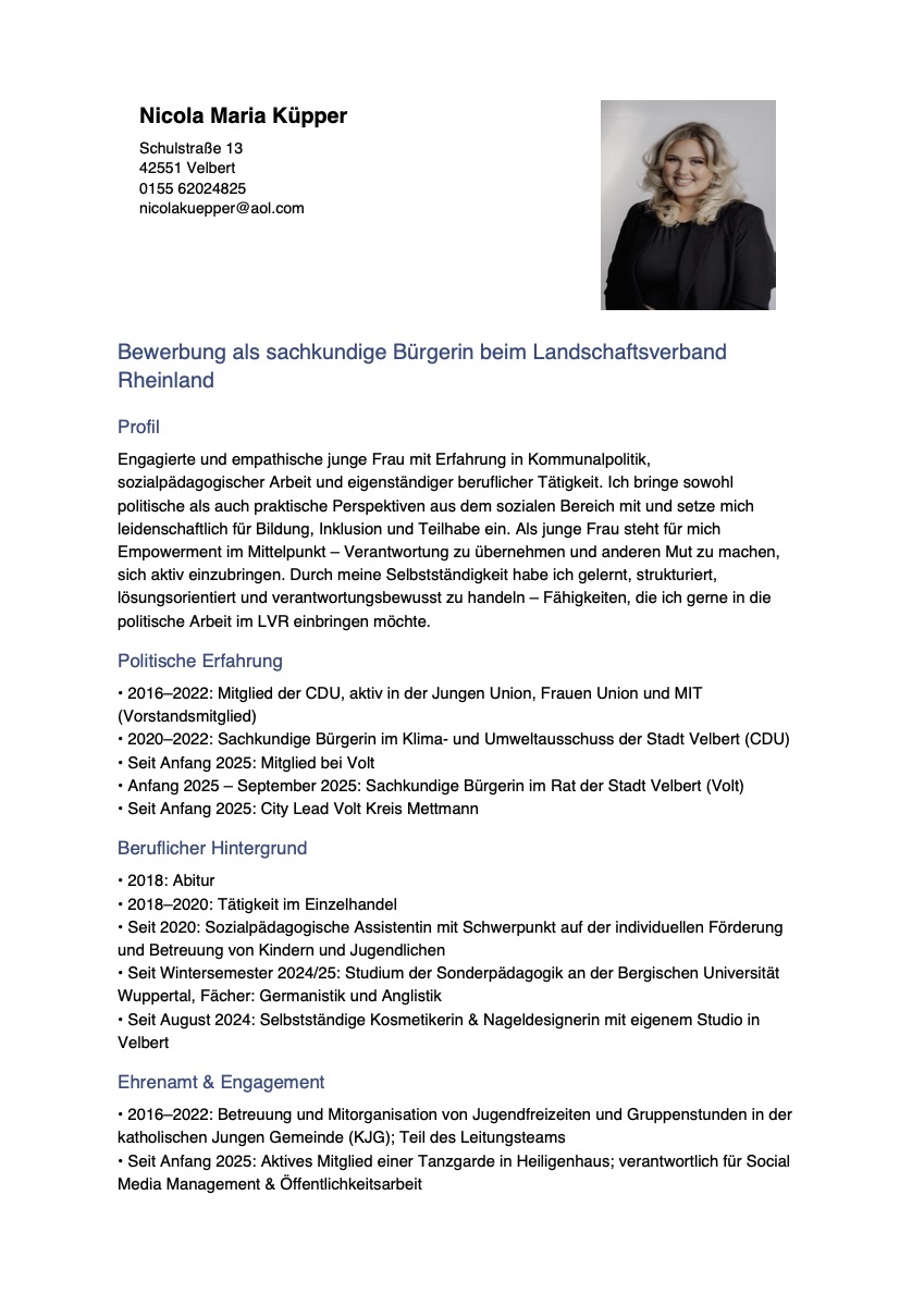 Interessensbekundung von Nicola Küpper