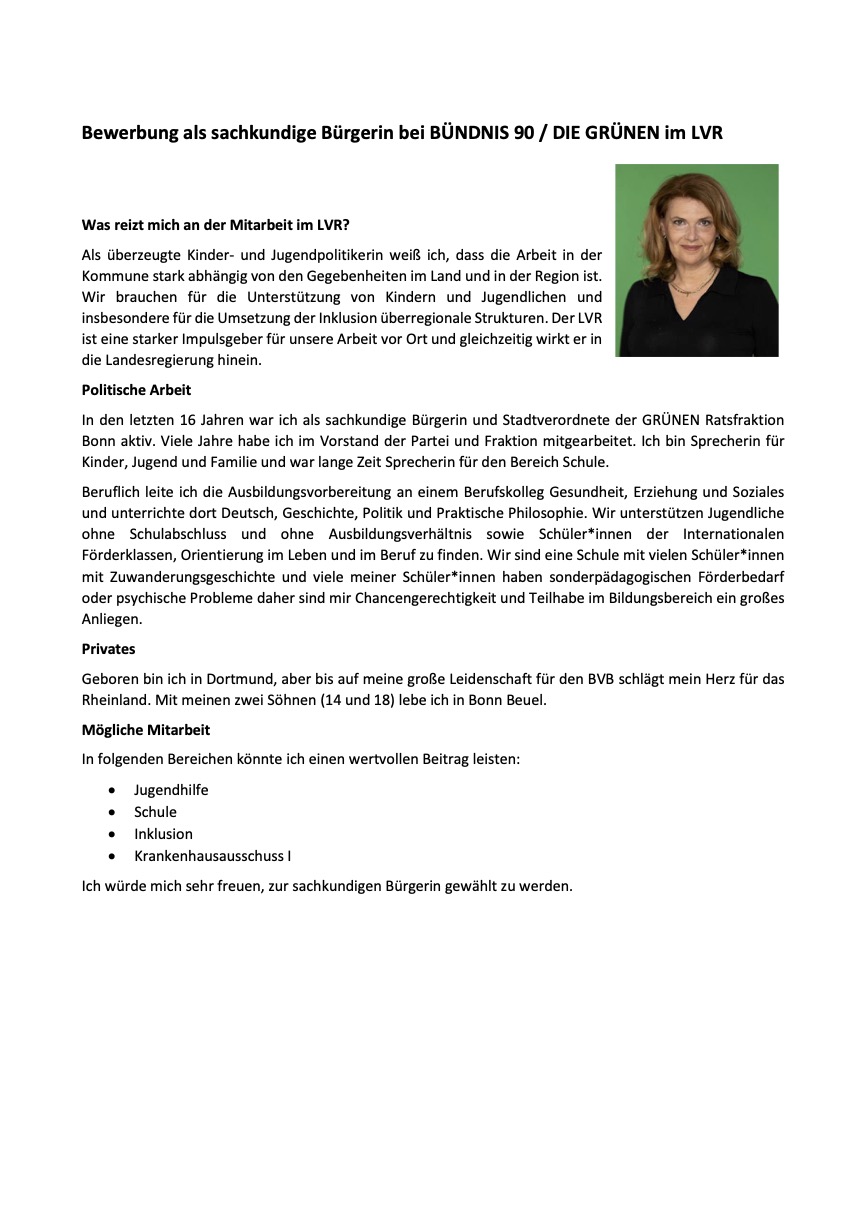 Interessensbekundung von Anja Lamodke