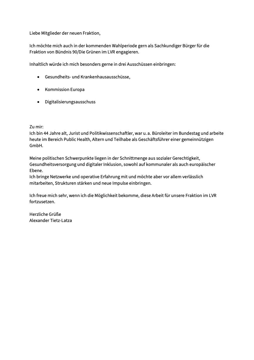 Interessensbekundung von Alexander Tietz-Latza